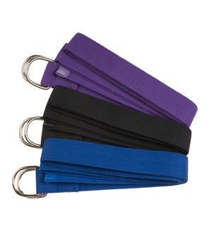 Yoga Strap (Blue): 8 Foot Long with Metal D-Ring Clasp