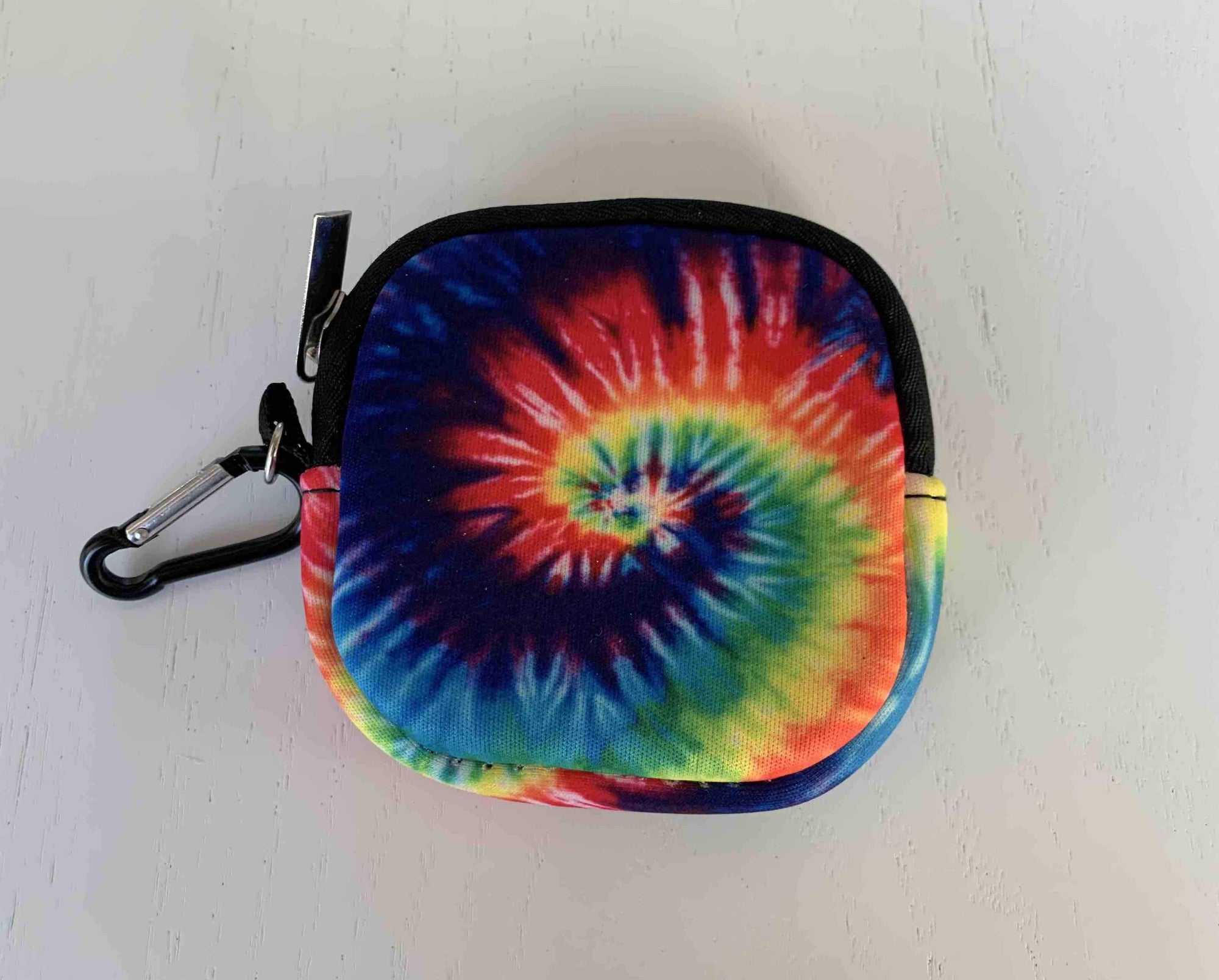 Rainbow Tie Dye Mask Sack - Zippered Case with carabiner clip