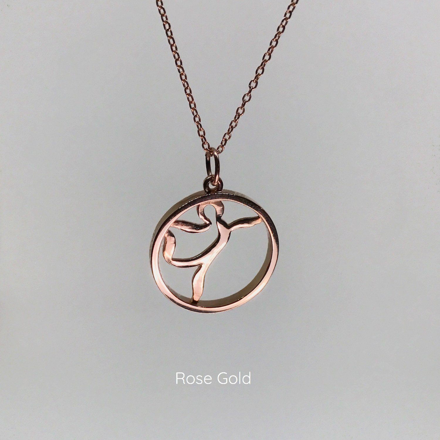 Rose Gold Yoga Necklace and Dancer Pendant  