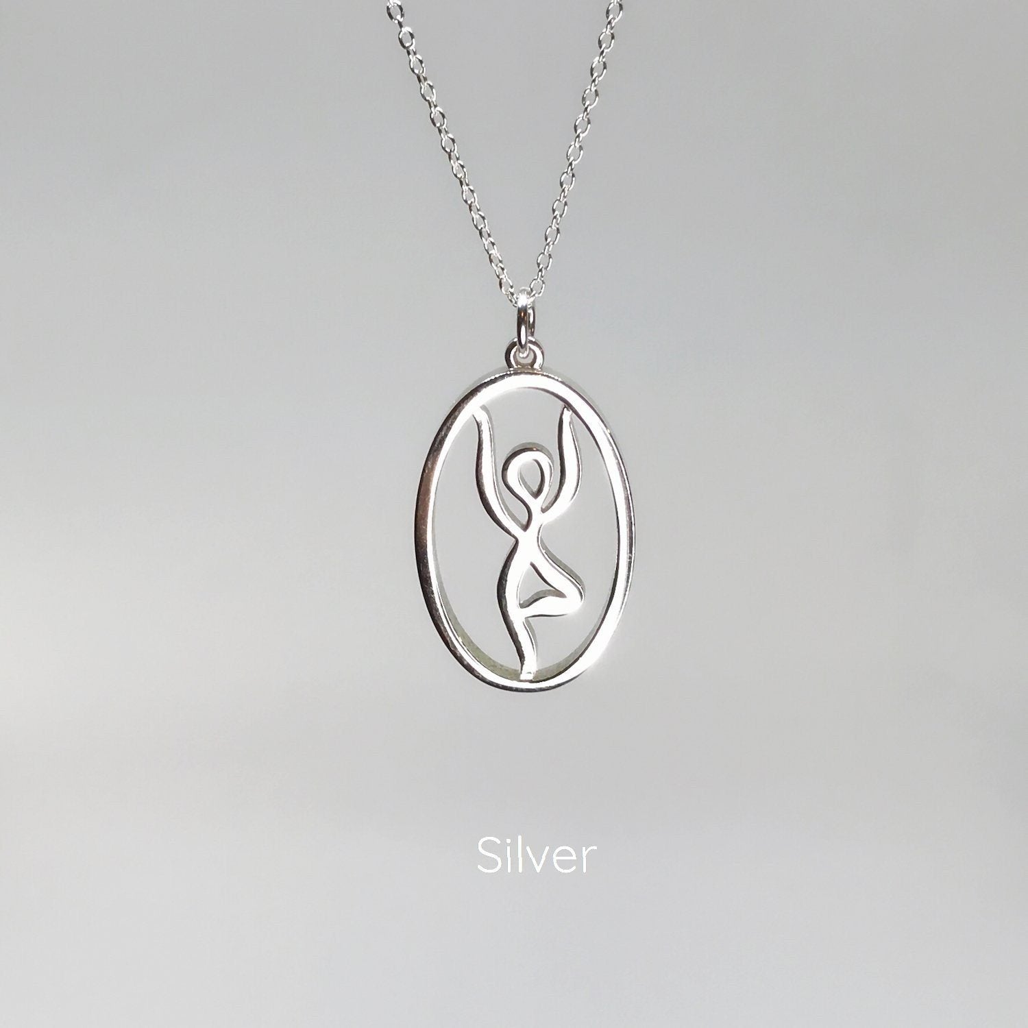 Sterling Silver Yoga Necklace - Tree Pose Pendant