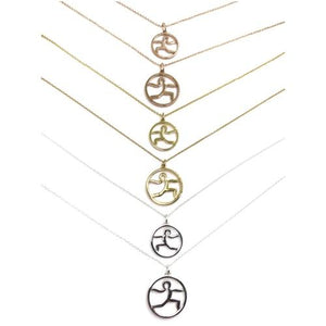 Torch Yoga Necklace - Warrior II Pose Pendant (Gold)