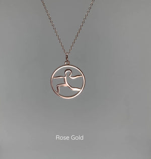 Torch Yoga Necklace - Warrior II Pose Pendant (Gold)
