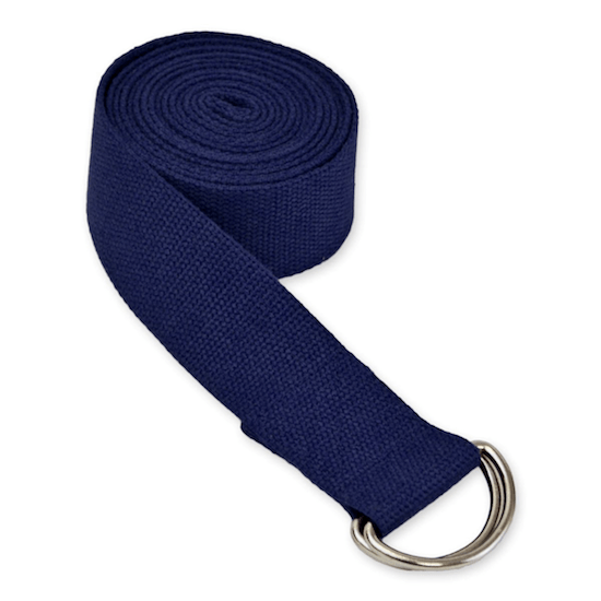 Yoga Strap (Blue): 8 Foot Long with Metal D-Ring Clasp - FrequencyRiser