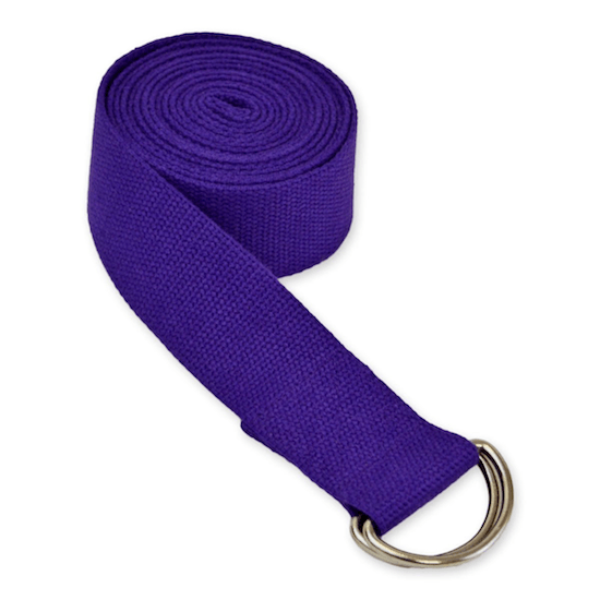 Yoga Strap (Blue): 8 Foot Long with Metal D-Ring Clasp
