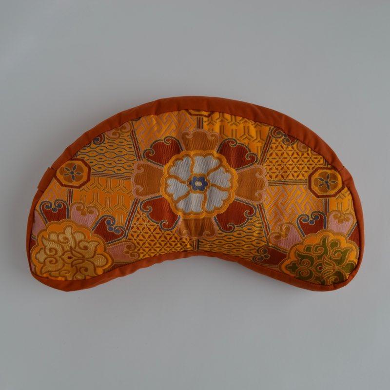 frequencyRiser Orange Brocade Crescent Meditation Cushion available from frequencyRiser
