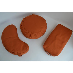 frequencyRiser Saffron Zafu, Crescent, Rectangle, Pillow - 4 piece Meditation Cushion Set