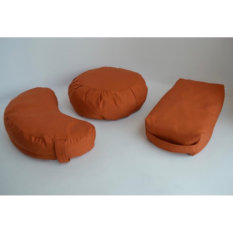frequencyRiser Saffron Zafu, Crescent, Rectangle, Pillow - 4 piece Meditation Cushion Set